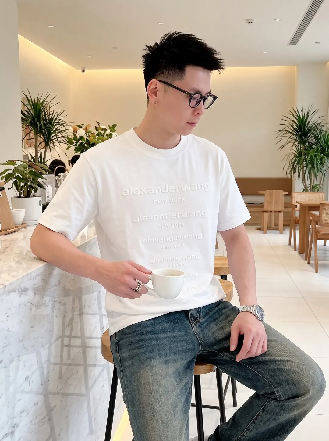 [AIexander Wang ] 2026FW T Premium 26s ：Black White Green Size：S M L XL 2XL
